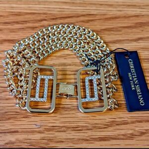 Christian Siriano Bracelet Gold Wide Pave CZ's 8 inch Long / 1.5 inch Wide NWT